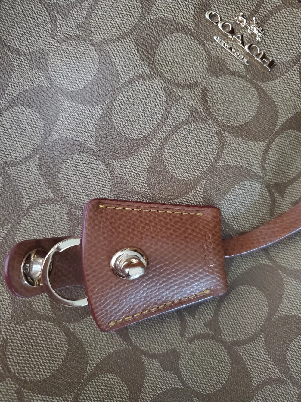 Coach Signature F34608 Margot Brown Canvas Tote Bag with Leather Trim - Picture 10 of 16